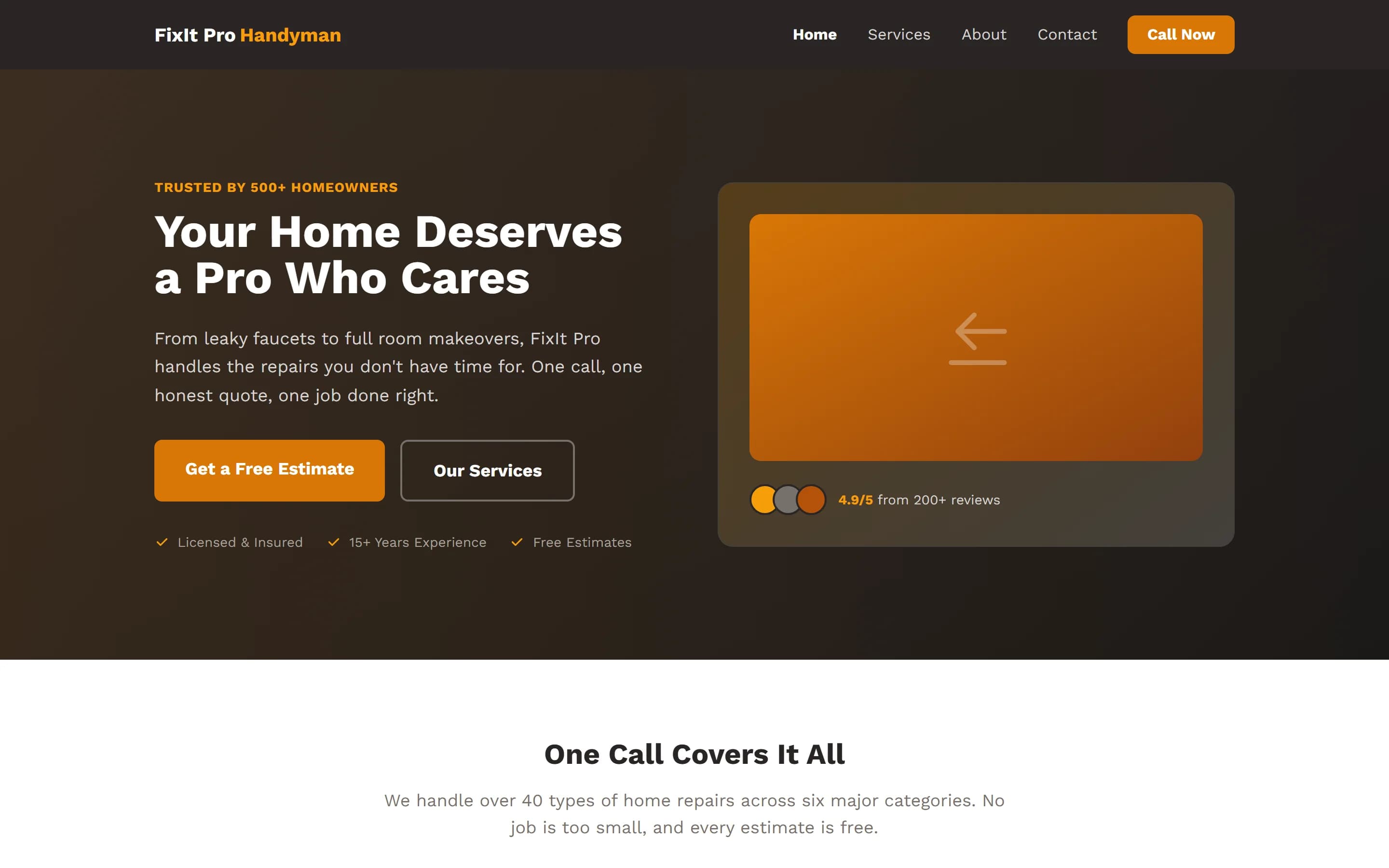 FixIt Pro Handyman sample site homepage